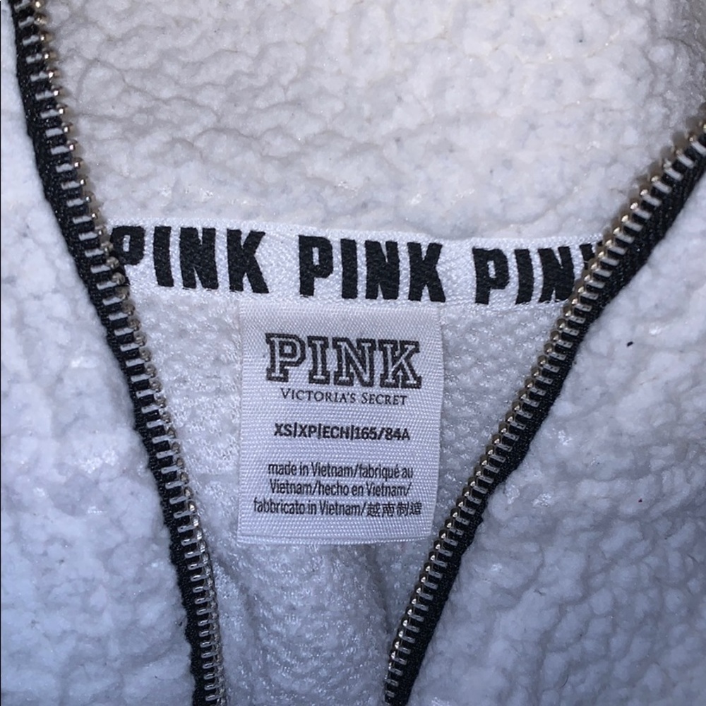 Victoria Secret PINK! white sherpa quarter zip